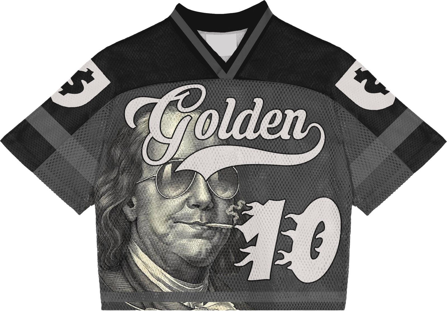 Golden Grip Benjamin Francklin black football jersey