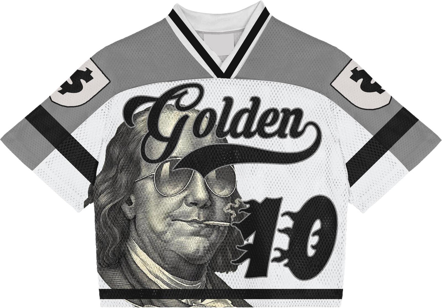 Golden Grip Benjamin Francklin white football jersey