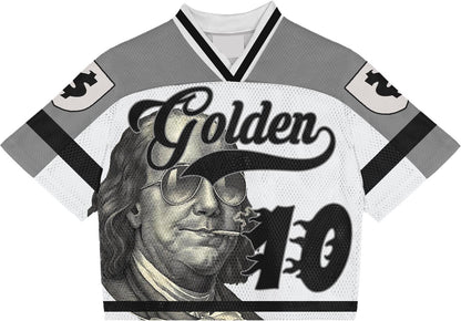 Golden Grip Benjamin Francklin white football jersey
