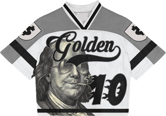 Golden Grip Benjamin Francklin white football jersey